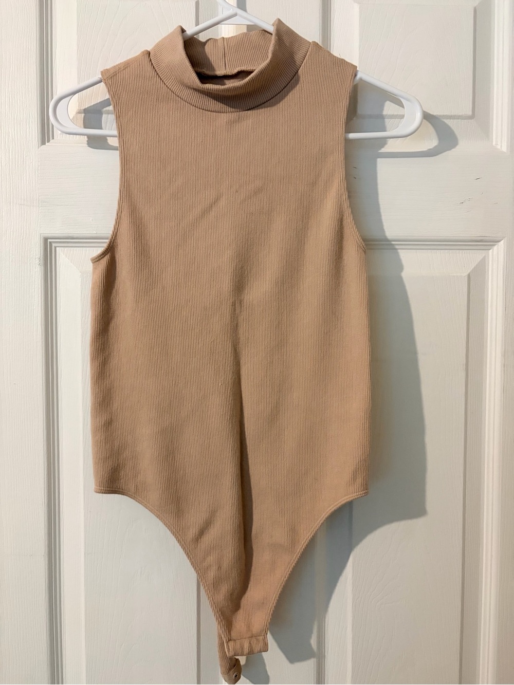 Sleeveless Turtleneck Kids Bodysuit in Tan
